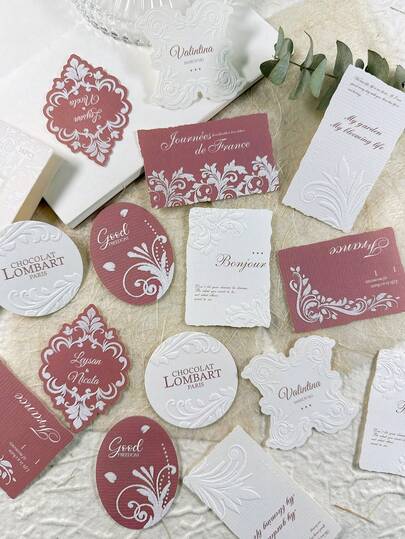 16pcs/Pack Vintage European Style Embossed Memo Notes, Multifunctional DIY Decoration Materials For Scrapbooking & Journaling