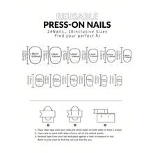 一套24片椭圆形短款按压式美甲贴片，饰以浪漫活泼的五种花卉图案，手工绘制而成。这款多功能、可重复使用且可卸除的假指甲非常适合年轻女性，是春季郊游、野餐、拍照和日常佩戴的理想之选。 - 彩色 - 查看 5