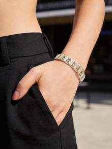 1件14k镀金瓜达卢佩手链，镶嵌立方氧化锆，男女皆宜，适合周年纪念、生日、个人祈祷等场合的宗教祝福礼物。 - 彩色 - 查看 1