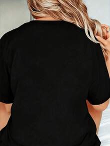 Hot  Classic StyleWomen's Psalm 23 Jersey Premium T-Shirt - Casual Short-Sleeve Crew Neck T-Shirt With Bright Green Lettering, Soft And Breathable - 黑色 - 查看 3