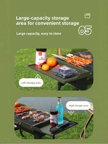 1 SET Outdoor Charcoal Grill, Foldable BBQ Rack, Portable Charcoal Grilling Tool For Camping And Picnic, Outdoor And Home Use, Camping Supplies - Multicolor - View 8