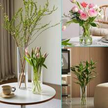 3 Pcs Acrylic C Cylinder Flower Vase For Plants Bouquet Unbreakable Hurricane Tall Large Plastic Vases For Wedding Centerpieces Hydroponic Decor Base Set Of 3 H 8 + H 10 + H 12 No Flowers - 3 Rõ ràng - Xem 5