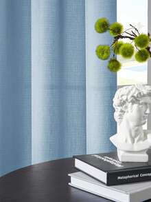 1片装薄纱窗帘，带孔眼，透光窗帘，半透明窗帘，家用/办公用窗帘，纯色现代简约涤纶薄纱窗帘，透光，适用于卧室/客厅/阳台，防紫外线 - 藍色 - 查看 3