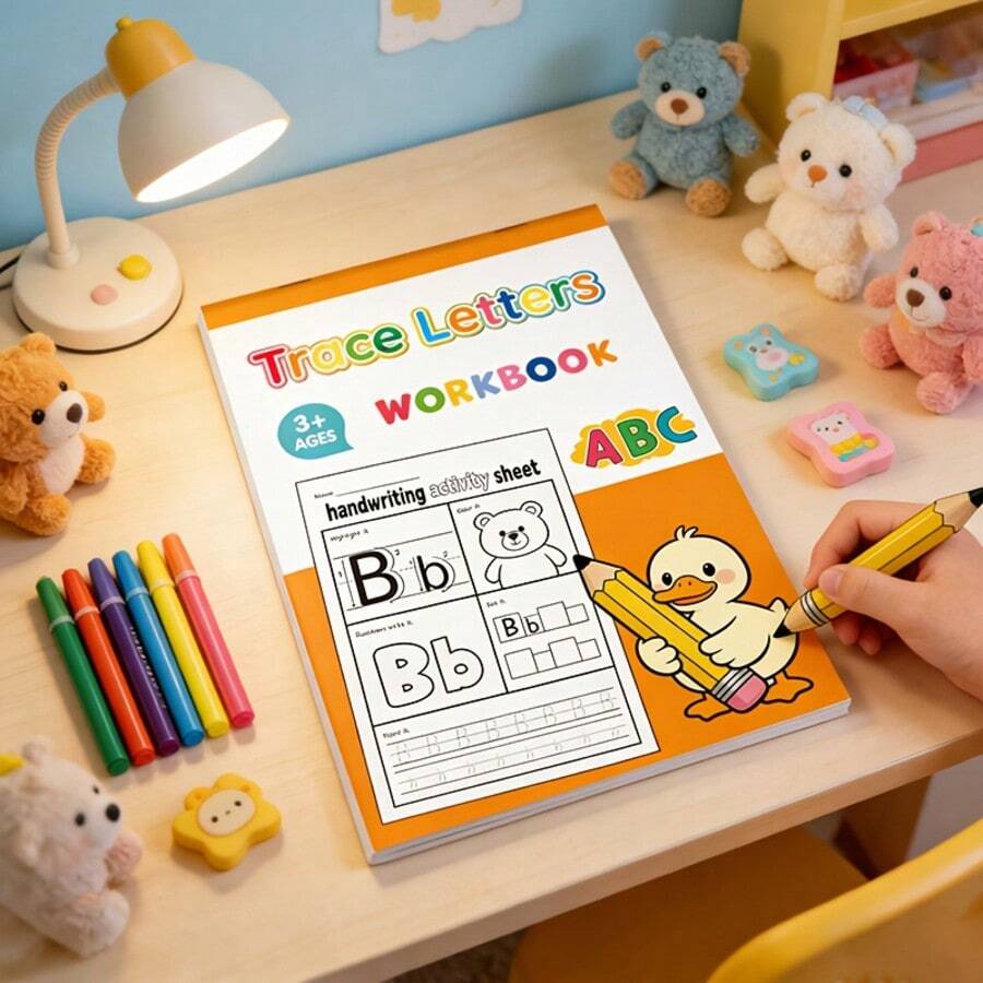 32 Pages 26 English Alphabet A-Z Tracing Workbook, Illustrations And Letter Coloring, Stroke Order Practice, Teaching Aids, Preschool Learning Notebook, Suitable For Children Learning To Write, Home And Kindergarten Learning Guide