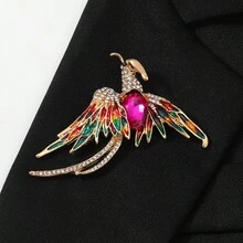 1 chiếc ghim cài áo hình chim phượng hoàng bằng đá sapphire hồng, unisex, 5 màu men tráng men, phụ kiện trang phục dự tiệc hình chim đang bay, độc đáo và tinh tế. - Nhiều màu - Xem 2