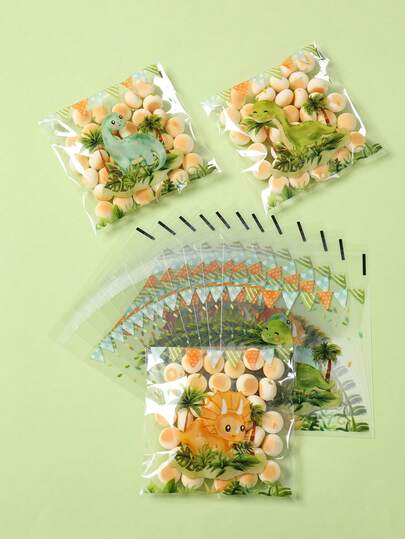 100 piezas Bolsas de caramelos con autosellado con estampado de dinosaurios, bolsas de regalo transparentes, bolsas de embalaje de regalos, bolsas para aperitivos, bolsas de embalaje, decoración de fiesta con tema de la selva, decoración para baby shower, bolsas para hornear galletas de chocolate, bolsas para donas, recuerdos para baby shower, suministros para fiesta de revelación de género, decoración para fiesta de 1er cumpleaños, suministros para fiesta de baby boy, suministros para fiesta con tema de príncipe, recuerdos para baby shower
