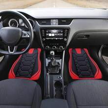 4pcs Car Floor Mat, Multi-Purpose Non-Slip Car Floor Mat, Universal Car Interior Accessories For Women & Men - 4pcs Black and Red - View 5