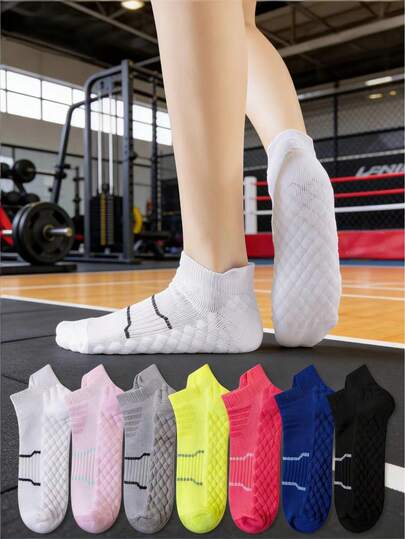 1/4 双装运动袜，蜂窝网眼短袜，透气吸湿防臭，加厚减震防滑，适合跑步、健身、篮球等运动，多种颜色可选，舒适透气。