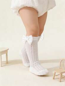 2双装女童蝴蝶网眼袜，薄款中筒袜，适合春夏季穿着 - 彩色 - 查看 7