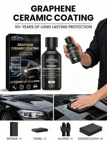 rayhong Graphene Ceramic Coating, Combining Nano-Carbon Material Technology And Precision Plating Craftsmanship, Creates A Super-Hydrophobic Protective Layer. Highly Water And Dirt Repellent, Water Droplets Slide Off Automatically, Dust And Dirt Wipe Clean Easily, Suitable For Car Paint Care - Liquid - View 2