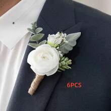 Hoa cài áo giả cho nam, ghim cài ve áo chú rể/phù rể, thích hợp cho đám cưới, dạ hội, tiệc kỷ niệm, lễ hội trường, lễ tốt nghiệp. - trắng - Xem 18