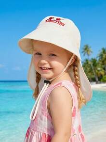1pc Girls' Cherry Embroidery Sun Hat, Cartoon Kids Cap For Summer Sun Protection, Foldable, Lightweight, Suitable For Spring, Autumn, Outdoor, Travel, School Activities, Beach - 1PC - View 11