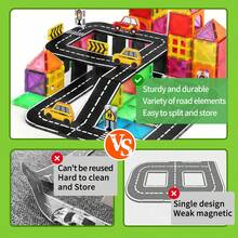 50/100pcs Colorful Window Magnetic Tiles Traffic Jam Set, Children's Educational Assembly Magnetic Blocks, Early Education Magnetic Toy Car Racing Track Educational Toy, Random Colors, Boys Girls Holiday Birthday Gift - Multicolor - View 4