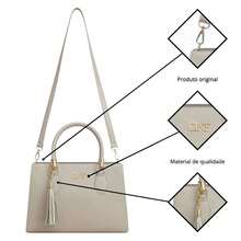 Women's Medium Crossbody Bag Kit + Shoulder Strap + Wallet - Màu be - Xem 4