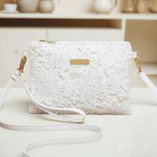 镂空花卉单肩包 - 精致飘逸设计斜挎包 - 清新简约蕾丝精致小手提包 - 彩色 - 查看 2
