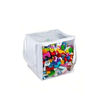 1 Túi đựng đồ chơi cỡ lớn có nắp và tay cầm trong suốt, hộp đựng đồ bằng PVC trong suốt có thể gập lại, thích hợp để đựng các khối nam châm, búp bê, quần áo, sách vở, v.v., lý tưởng cho phòng trẻ em.