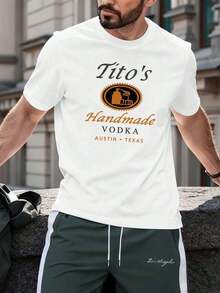 Spirit T Shirts Men, Tito's Handmade Vodka Austin Texas, Crew Neck Easy Fit, Street Hip-Hop Comfort, Art Print, 100% Cotton, Big And Tall, Free Shipping - 白色 - 查看 6