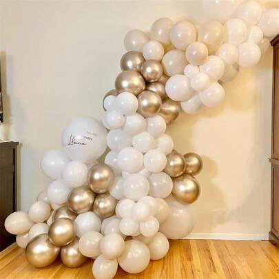 40pcs 10-Inch Champagne Gold, Matte White, Beige, Pearl White Latex Balloons Party Decoration Set, Suitable For New Year, Birthday, Baby Shower, Wedding, Valentine's Day, Theme Party, Gender Reveal, Cocktail Party, Anniversary, Traditional Festival, Prom And Other Indoor/Outdoor Occasions. Party Supplies, Party Decor, Photo Backdrop.