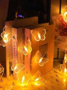 1 Stringa di luci a farfalla calde e realistiche, a batteria, design carino e adatto per camera da letto, cameretta, festa, matrimonio, decorazione per vacanze - decorazione multifunzionale per interni, può essere appesa al camino, alle scale, agli scaffali (batterie non incluse) - Multicolore - Visualizzare 6