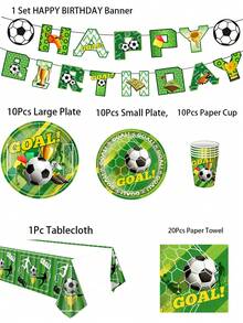 Juego de Vajilla con Tema de Fútbol - Platos y Vasos de Papel, Perfecto para Celebraciones de Fútbol, Reuniones de Aficionados, Fiestas de Cumpleaños, Bodas, Reuniones Familiares, Eventos al Aire Libre, Picnics en la Playa, Carnavales, Ramadán, Pascua, Día de San Patricio y talla grande - Multicolor - Ver 7