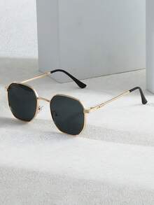 1 chiếc kính thời trang nữ gọng kim loại hình đa giác cổ điển - Nhiều màu - Xem 12