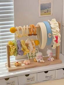 1pc Wooden Jewelry Display Stand, Bracelet, Hair Accessory, Necklace, Headband Organizer Rack - Multicolor - View 2