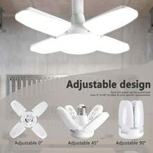 Lampu LED 4 Daun - Lampu Lipat Mini (28W, Setara dengan 80W) | 3000K / 6500K | Lampu Lipat Gantung | Cocok untuk Penerangan Garasi dan Dalam Ruangan | Kecerahan Tinggi | Ukuran Ringkas | Masa Pakai 2 Tahun - Putih - View 2