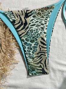 2025 Sexy Vintage Leopard Print Pattern Bikini 2 Pieces Set For Women Vacation Beach Summer - màu xanh lá - Xem 5