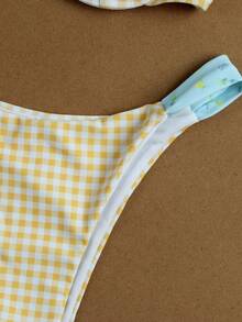 Bộ bikini nữ mùa xuân/hè mới, thích hợp cho kỳ nghỉ biển, hẹn hò, dự tiệc, thanh lịch, thường ngày, gợi cảm, họa tiết kẻ caro phối nhiều mảnh. - Nhiều màu - Xem 8
