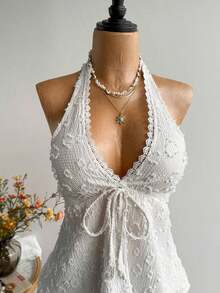 Women's Backless Casual Vacation Bohemian Style Beach, Suitable For Valentine's Day, New Year, Party, Easter, Hawaiian Music Festival, Tropical Holiday Summer - 白色 - 查看 4