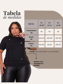 Women's Plus Size Ribbed Blouse Round Neck Elastic Comfortable Everyday Wear - Black - View 3