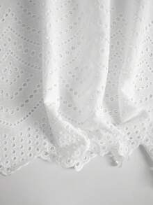 EARO 女士白色长款刺绣半身裙，松紧腰设计，休闲无弹面料，时尚宽松，优雅夏季之选 - 白 - 查看 6