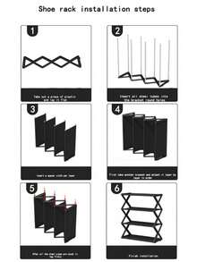4-Tier Stackable Folding Plastic Shoe Rack - Space-Saving X-Shaped Storage Organizer, Suitable For Entryway, Hallway, Bedroom And Dorm, Black, Easy Assembly, Plastic Design, Shoe Storage Organizer, Practical Rack - Multicolor - View 8