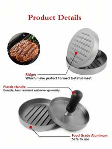 1pc Non-Stick Burger Press | Meat Press Set, Suitable For Making Beef, Cheese And Vegetable Burgers. Ergonomic Handle Design, Easy To Evenly Compress Meat - Perfect For Grilling, Home And Professional Kitchens. Modern Kitchen Utensil, Easy To Clean Surface, Suitable For All Seasons. - Black - View 9