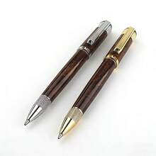 Bút bi vân gỗ cao cấp, mạ vàng bạc, bút bi kim loại, bút ký văn phòng, quà tặng cho nam và nữ. - kẹp bạc màu vàng - Xem 4