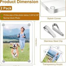 2pcs Vertical Car Sun Visor Photo Frame Clips | Acrylic Clip-On Holder | Fits All Vehicle Models | Holds 3.5x2.3 Inch Photos | Random Colors | Customizable Car Decor | Great Gift For Couples, Families And Pet Memorials - Transparent - View 7