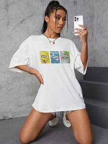 Graphic Tees Women Fifth Sun Sesame Men's Everything I Know I Learned On The Streets Short Sleeve Crew Tee Men's Summer Casual 180g Pure Cotton T-Shirt Patterned Printed Short Sleeved Top T-Shirt - 白色13 - 查看 3