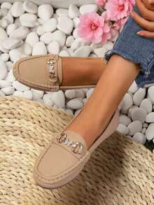 New Women's Flat Loafers, Minimalist Fashion, Suitable For All Occasions, Plus Size Stylish - Apricot - View 2