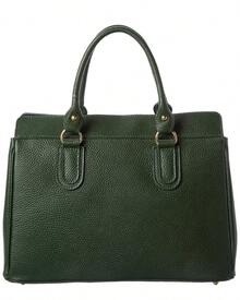 Italian Leather Top Handle Bag - Green - View 3