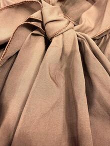 Women's Long-Sleeved Shirt / Side Tie Detail / Casual Fashion / Pocket / Buttons At The Front / Knot / Office - 巧克力棕 - 查看 2