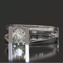 Women's Classic Fashion Cubic Zirconia Plated White Gold Geometric Square Minimalist Ring - White Gold - View 2
