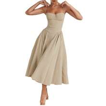 2026 Spring New European And American Women's Fashion French Elegant Retro Style Dopamine Strap Dress - 24586-淺灰色 - 查看 6