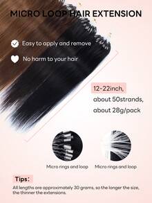 12-22 Inch Invisible Micro Ring Hair Extensions, Smooth Seamless Remy Human Hair Bun, Increase Hair Volume For Daily, Party, Wedding - Multicolor - View 2