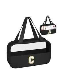 1个多功能PVC洗漱包，透明PVC化妆包，大容量化妆包，DIY字母设计化妆包，防水旅行收纳包，简约字母贴布旅行化妆包，适用于化妆品、香水，适合海滩、学校、浴室、节日、母亲节、圣诞节等场合，是送给妈妈、家人、朋友的绝佳礼物。化妆包、化妆品收纳包、化妆品收纳袋、化妆包、洗漱包、旅行洗漱包、度假必备品、女性旅行礼物 - 彩色 - 查看 37