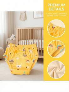 4 Stücke/Set, 3 Stücke/Set Baby Töpfchentraining Hosen, waschbare wiederverwendbare Windeln, Krabbelhosen, wasserdichte Unterwäsche, Töpfchentraining Hosen, saugfähige Trainingsunterwäsche, geeignet für Kleinkinder Jungen und Mädchen - Verschiedenfarbig - Übersicht 6