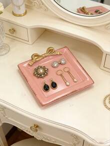 Cute Pink Jewelry Collection, Simple And Elegant Color Tones, Dressing Table Decorations, Friends' Decorations, Cosmetic Trays For Storing Jewelry, Suitable For Lovely And Elegant Ladies, Spacious Space To Store Necklaces, Earrings, Watches, Suitable For Dressing Tables, Bathrooms, Bedrooms - An Ideal Gift For Both Men And Women, With Modern Aesthetic Style, Smooth Surface, Lightweight Storage, Ring Stand, Fashionable Home Decoration, Earrings Storage, Home Accessories - Multicolor - View 3