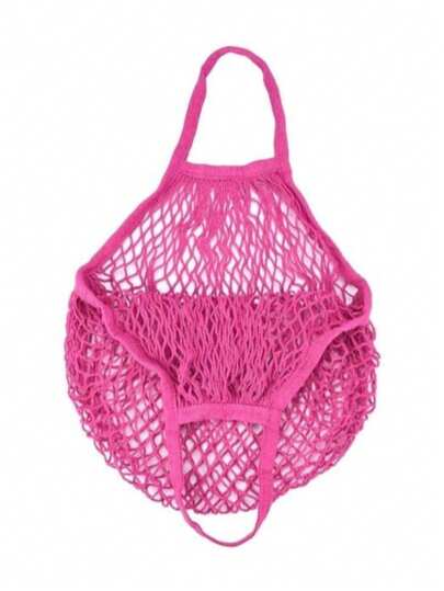 Beach Mesh Tote Bag Pink Multifunctional Storage Bag
