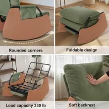 Silla reclinable mecedora para adultos, moderna silla reclinable tapizada de felpa con bolsillo lateral - Verde - Ver 6