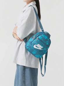 Nike 耐吉簡約時尚花卉圖案印花 織品 雙肩包 男女同款情侶款 煙灰藍 - 煙灰藍 - 查看 1