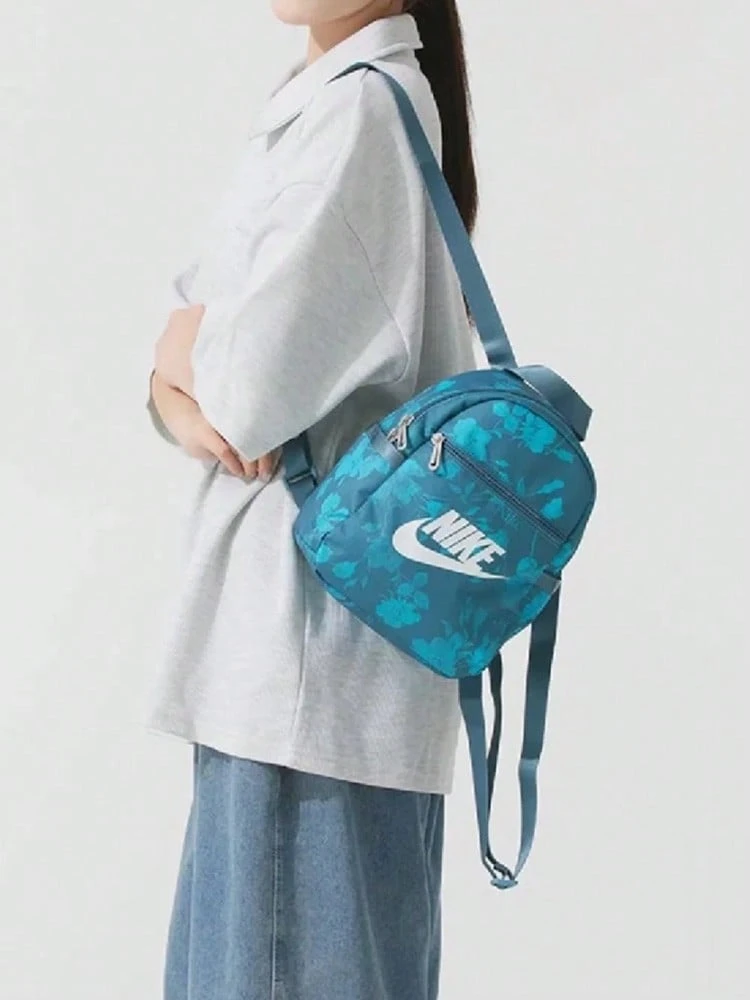 Nike 耐吉簡約時尚花卉圖案印花 織品 雙肩包 男女同款情侶款 煙灰藍 - 煙灰藍 - 查看 1